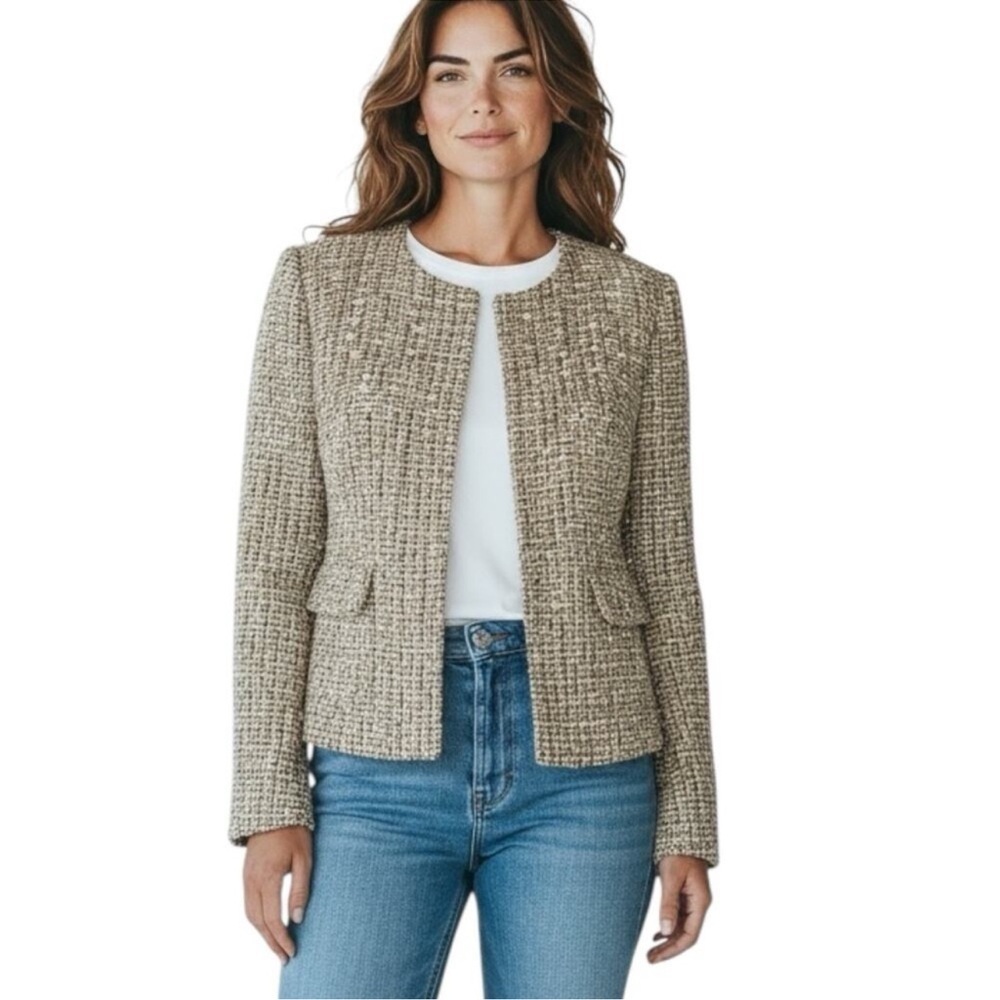 Talbots Gold Tweed Shimmer Blazer - Picture 2 of 8
